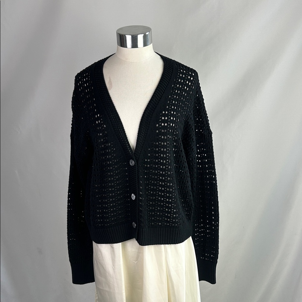 Kokun Blk Open Knit Cardigan